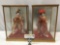 2 pc. lot of vintage Japanese female figures/ dolls w/ ornate outfits in display cases