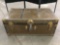 Antique travel trunk w/ leather handles, approx 31 x 17 x 12 in.