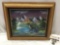 Framed original wildlife painting of a deer on paper, signed by artist Marlon G. Montiel