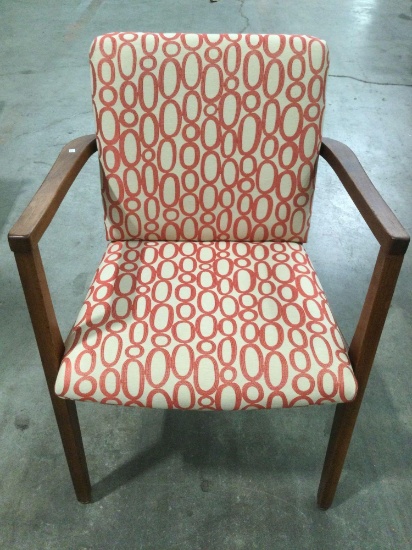 Mid century Danish wood chair w/ upholstery, approx 18 x 23 x 32 in.