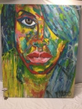 Large original canvas impressionist female portrait painting by L.A. artist MAZO