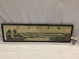 Antique framed map art print of PRAGA - Praha 1636, approx 34 x 9.5 in.