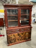 Antique circa late 1800s cherry wood/ mahogany hutch w, adjustable shelves, original hardware