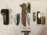 5 pc. lot of buck knife / pocket knives, tool; Smith & Wesson, see pics.