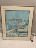 Framed watercolor art Balboa Spring 83 by Ruth Hynds, sold as is.