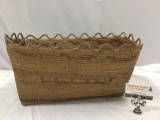 Vintage large Native American handmade cedar basket from Western Washington