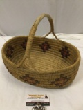 Vintage Native American Quinault Raffia handmade basket, shows wear, see pics