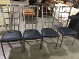 4 brushed steel and black high back dining dining chairs by Johnston Casuals furn. NC