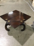 Small and unique Asian themed coffee table w/ folding leaves and supports see picks