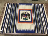 Vintage handmade Mexican wool blanket w/ eagle holding snake design, see pics