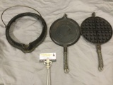 Antique WAGNER WARE Sidney 8 cast iron 3 pc. waffle iron, Patented Feb. 1910