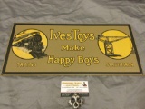 1964 vintage metal sign IVES TOYS MAKE HAPPY BOYS Trains - Struktiron, approx 19 x 9 in