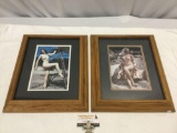 2 pc. lot framed vintage pinup cheesecake nude female models on beach color photos