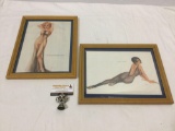 2 pc. lot framed vintage Vargas nude female pinup cheesecake art