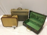 3 pc. lot of antique luggage / suitcases: tweed Koch?s Aviation Luggage, black cowhide no. 4, Skyway