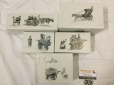 5 pc. lot Department 56 Heritage Village Collection hand painted porcelain figures/ horse drawn