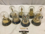 8 pc. Lot of The Franklin Mint hand painted Tesori porcelain Egyptian figures dome cases, 6 with