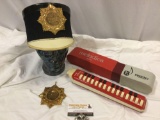 Vintage CROWES CADET BAND marching band hat, HOHNER Alto Melodica w/ box, made in Germany.