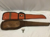 2 pc. lot of vintage rifle bags; leather w/ horse image - Mexico, Black Sheep - Texas, see pics