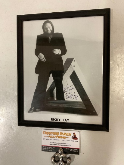 Framed vintage signed B&W photo of magician / Hollywood film actor Ricky Jay