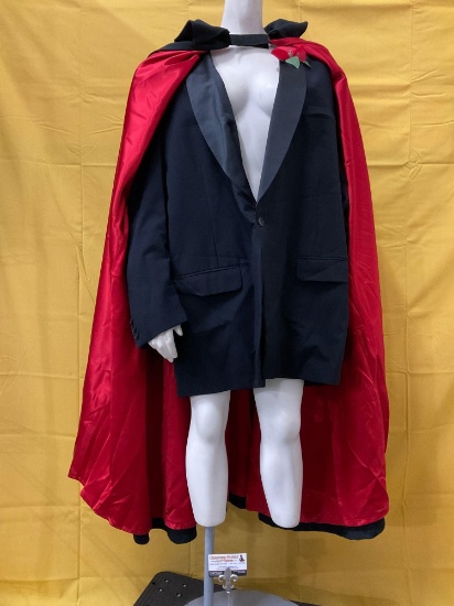 Magicians vintage cloak Ellis Clothes/Lee Semon suit jacket w/ lapel rose magic trick, approx size