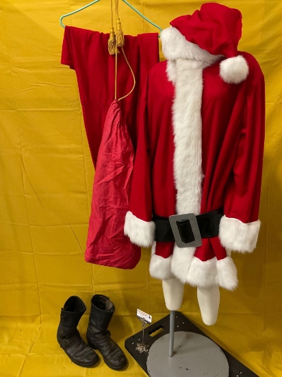 Vintage Gem Productions Inc. Santa Claus costume suit w/ hat, belt, top, pants, bag, leather