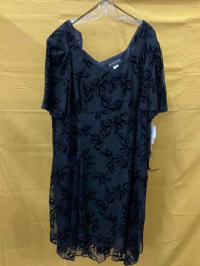 Amanda Taylor ladies black taffeta dress, size 22, made in USA, w/ tags