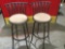 Very comfortable pair of swivel metal barstools with microfiber seats