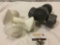 2 Pairs of 5 lb. / 3.3 lb. plastic dumbbell exercise weights, approx 4 x 8 x 4 in.