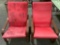 2 pc. vintage IKEA wooden lounge chairs w/ red cushions, approx 26 x 27 x 38 in.