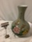 vintage Chinese porcelain vase with floral design, approx 10 x 17 in.