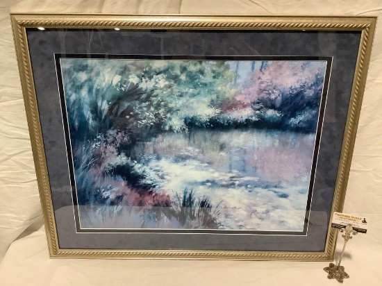 Large framed scenic art print, approx 35 x 28.5 in.