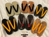 6 pairs of Japanese sandals / Geta traditional wooden Asian clogs / footwear