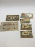 Collection foreign money, 1910 ,1000 mark 1931 Japan 20 yen , 3 x WWII Japan 50 sen , 1941 France 50