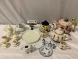 Lot of vintage miniature / single service tea sets; Shenango, Publishers Clearing House tea pot,