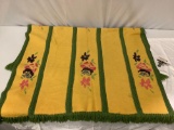 Vintage crocheted quilt / blanket w/ fringe. Approx. 49 x 62 in.