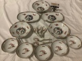 15 pc. lot of vintage SANGO - Japan dragon / rooster design plates, bowls, spoons