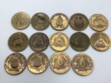 Collection of 14 vintage alcoholics anonymous AA tokens / coins.