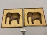 2 pc. lot of elephant pillow covers by Jim Thompson, approx 15 x 15 in.