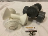 2 Pairs of 5 lb. / 3.3 lb. plastic dumbbell exercise weights, approx 4 x 8 x 4 in.