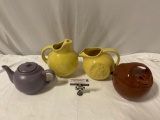 4 pc. lot of vintage ceramic pitchers; 1 marked: McCoy, approx 8 x 7 x 5 in.