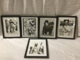 5 original circa 40S ,50,S framed photographs kids/ people playing marbles / or tournaments see pics