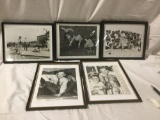 5 original circa 40S ,50,S framed photographs kids/ people playing marbles / or tournaments see pics