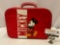 Vintage Walt Disney Productions MICKEY Mouse red canvas luggage bag, approx 13 x 9 x 3 in.