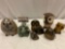 7 pc. lot of vintage ceramic owl figurines, approx 4 x 6 in. 2 marked: Roselane
