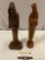 2 pc. lot of vintage wooden figure carvings; Madonna with Child, Monk w/ book - made in Mexico