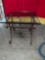 Antique solid iron and heavy, outdoor, indoor table with glass top