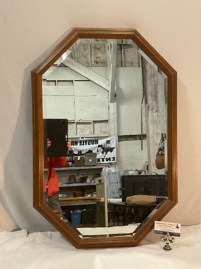 Vintage wood frame mirror, approx 20 x 30 in.