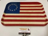 Vintage 13 star American flag fiberglass lunch tray, approx 16 x 12 in.