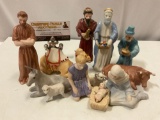 13 pc. Nativity Scene painted ceramic figures. Approx 2 x 5 in.